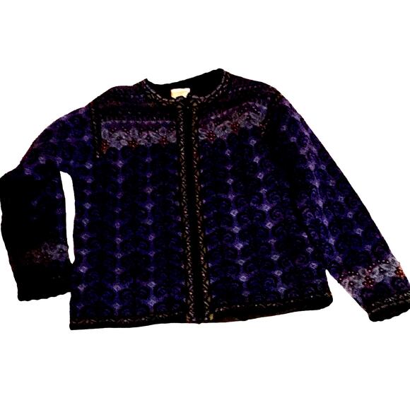 Coldwater Creek Blue Shetland Wool Sweater, XL - Picture 1 of 6